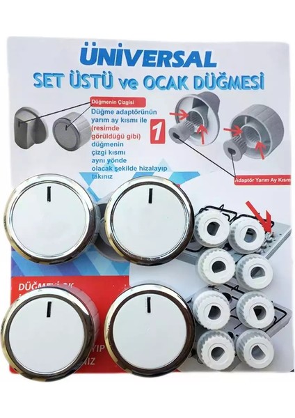 Universal Ankastre / Ocak Düğme Seti Beyaz