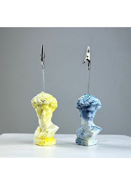David Yellowish Blue Wave 2'li Not Tutucu Set