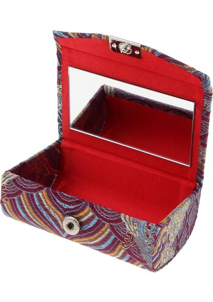 Retro Işlemeli Çift Rujlar Ayna Takı Tutucu Kılıfıekran Kutusu Mor Kamuflaj (Yurt Dışından)