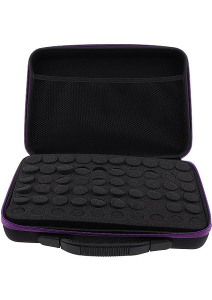 60 Delik Makyaj Çantası Uçucu Yağ Şişesi Dolum Konteyner Taşıma Çantası - Kare Mor Şerit (Yurt Dışından)