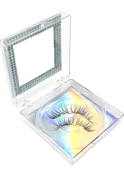 3D Kirpik Kutusu Boş Temizle Tepsi Rhinestones Dıy Konteyner Kozmetik Mavi Gümüş (Yurt Dışından)