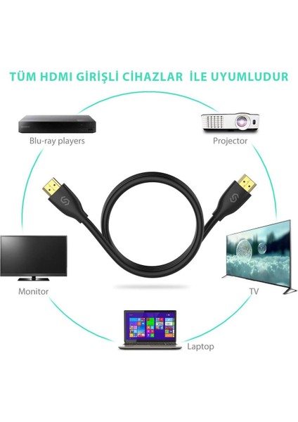 Syncwire 4K Altın Uçlu Ultra Hdtv 4K 60FPS 18GBPS HDMI Kablo 1.5mt