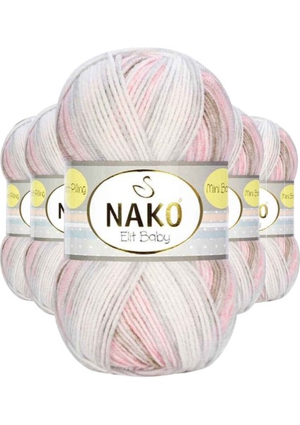 5 Adet Mini Batik Bebe El Örgü İpi Kahveli Pembe 32463