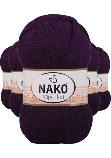 5 Adet Süper Inci El Örgü Ipi 100 gr Mor 3260