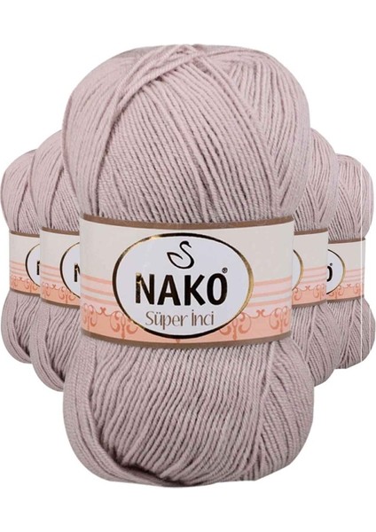 5 Adet Süper İnci El Örgü İpi 100 gr Pembeli Gri 3079