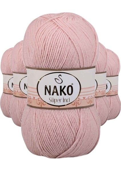 5 Adet Süper Inci El Örgü Ipi 100 gr Açık Pudra 1479