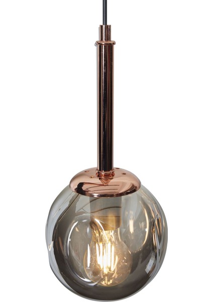 Mona Tekli Bakır-Siyah Metal Gövde Füme Camlı Tasarım Lüx Sarkıt Avize modelleri