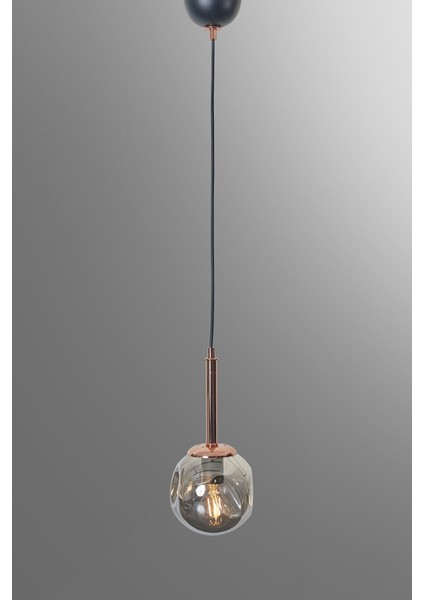 Mona Tekli Bakır-Siyah Metal Gövde Füme Camlı Tasarım Lüx Sarkıt Avize indirimleri