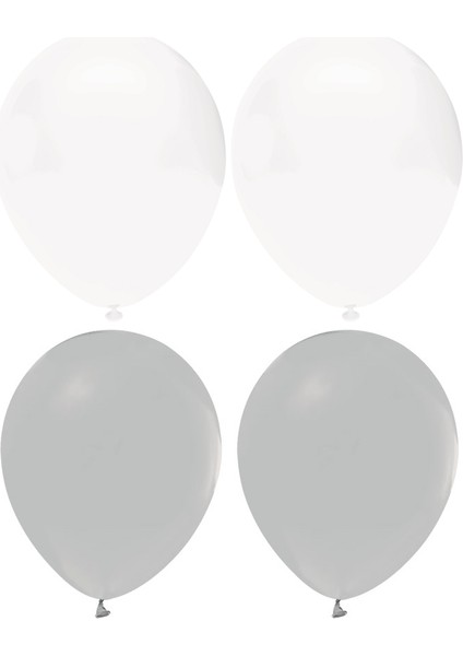 Gri Beyaz Karışık Lateks Pastel BALON60 Adet + Balon Zinciri Hediyeli