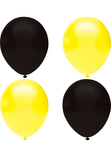 Siyah -Sarı Pastel Lateks Balon -50 Adet Balon Zinciri ve Balon Bandı
