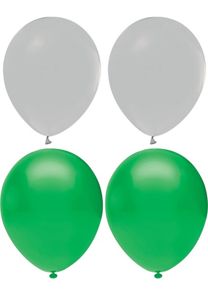 Koyu Yeşil ve Gri Renk Karışık Lateks Pastel BALON50 Adet + Balon Pompası Hediye