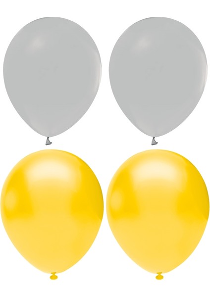 Sarı ve Gri Renk Karışık Lateks Pastel BALON60 Adet + Balon Zinciri Hediyeli