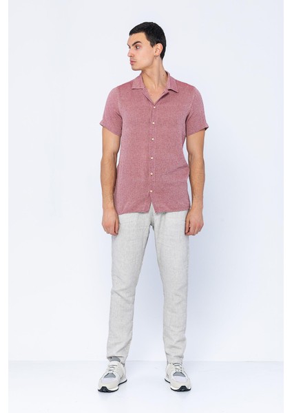 Erkek Regular Fit Düğmeli Kafes Dokuma Kısa Kollu Gömlek fiyatları