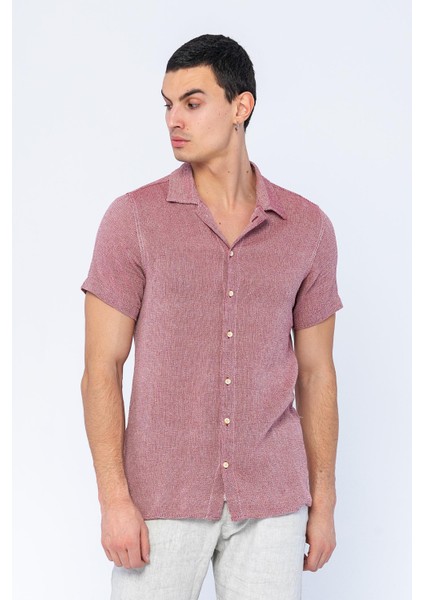 Erkek Regular Fit Düğmeli Kafes Dokuma Kısa Kollu Gömlek indirimleri