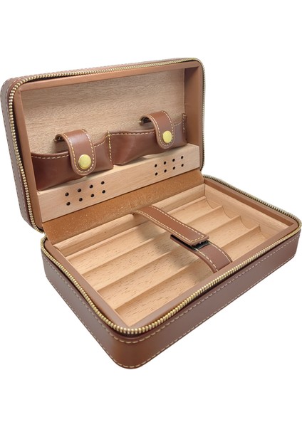 Kahverengi Hasır Desen Deri Seyahat Humidoru KB92KHV fiyatları