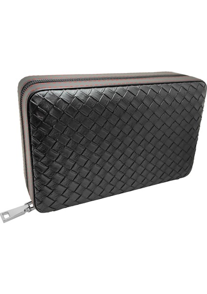 Siyah Hasır Desen Deri Seyahat Humidoru KB92SY