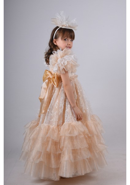 Özel Tasarım Kız Çocuk Abiye Elbise, Gelinlik, Taç Aksesuarlı Kız Çocuk Elbise10 indirimleri