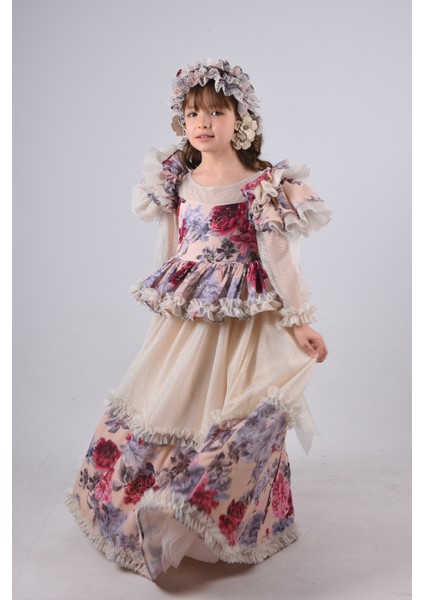 Özel Tasarım Kız Çocuk Abiye Elbise, Saç Aksesuarlı Kız Çocuk Uzun Elbise, Vintage Elbise10 fiyatları