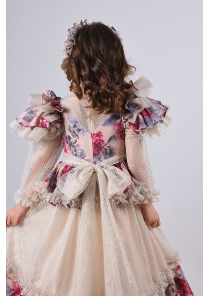 Özel Tasarım Kız Çocuk Abiye Elbise, Saç Aksesuarlı Kız Çocuk Uzun Elbise, Vintage Elbise10 modelleri