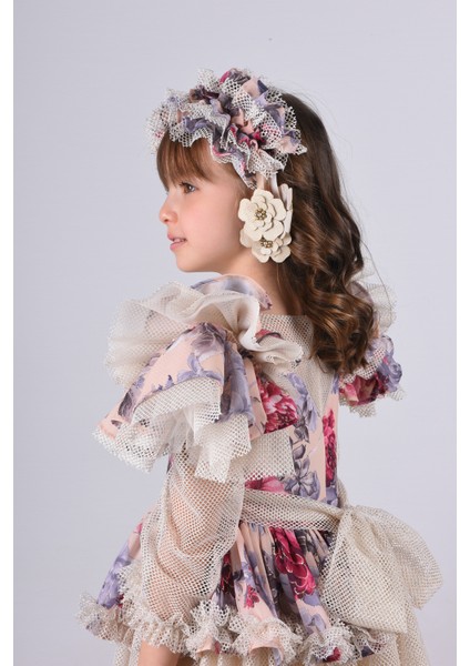 Özel Tasarım Kız Çocuk Abiye Elbise, Saç Aksesuarlı Kız Çocuk Uzun Elbise, Vintage Elbise10 fırsatları