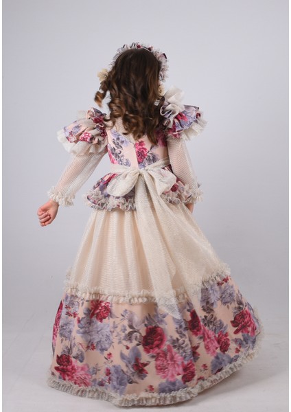 Özel Tasarım Kız Çocuk Abiye Elbise, Saç Aksesuarlı Kız Çocuk Uzun Elbise, Vintage Elbise10 indirimleri