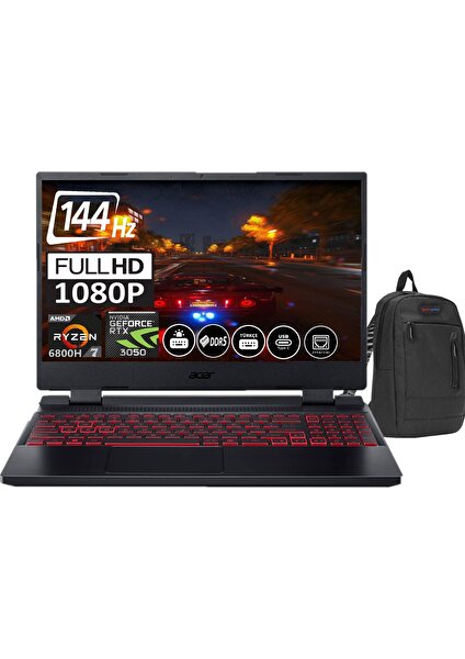 Nitro 5 AN515-46 Amd RYZEN7-6800H 16GB Ddr5 Ram 512GB SSD 4gb Geforce RTX3050 15.6 Inç Fhd 144 Hz WINDOWS11PRO Taşınabilir Bilgisayar NHQGXEY00319+ZETTAÇANTA