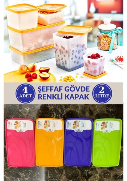 2 Litre Alaska No Frost Buzdolabı Dondurucu Erzak Saklama Kabı 4 Adet