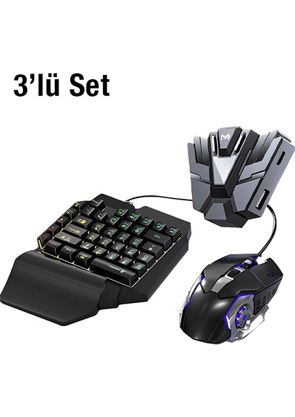 ZH01 Pubg Oyun Konsolu 3in1-Klavye Mouse Bağlayıcı 3 Lü Set