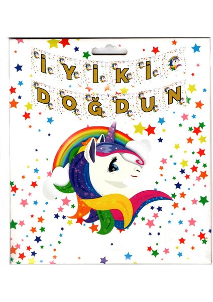 Unicorn Temalı Iyiki Doğdun Yazısı