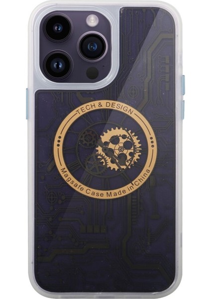 Apple iPhone 13 Pro Max Kılıf Wireless Tacsafe Magic Desen Ultra Koruma Sert Kapak Şeffaf
