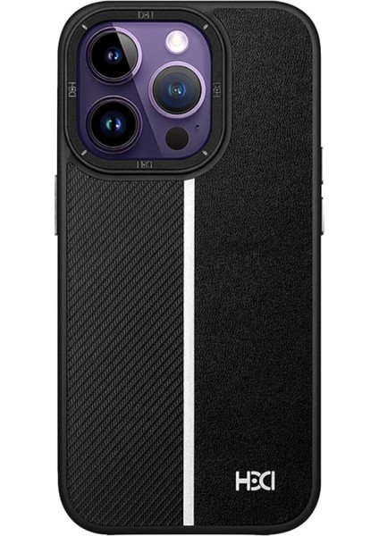 Apple iPhone 14 Pro Kılıf Lizbon Suni Deri Silikon Lüx Tasarım Siyah