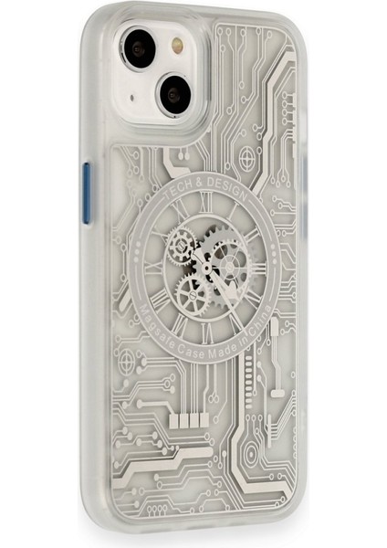 Apple iPhone 14 Kılıf Wireless Tacsafe Magic Desen Ultra Koruma Sert Kapak Şeffaf
