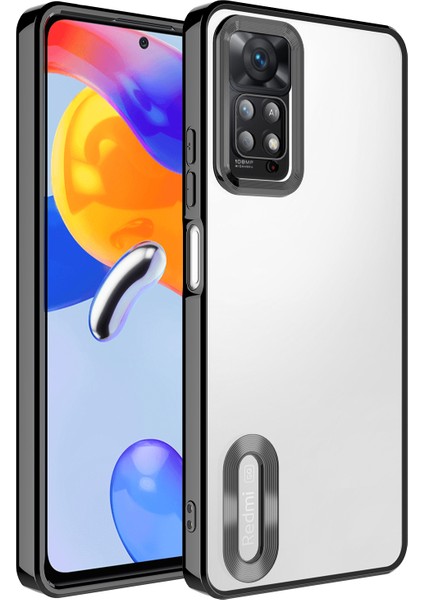 Xiaomi Redmi Note 11 Pro Kılıf Logo Gösteren Kamera Korumalı Silikon Siyah