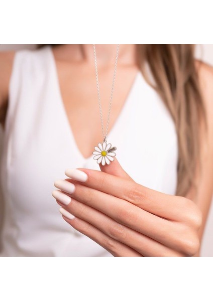 925 Ayar Gümüş Papatya Isim Kolye fiyatları