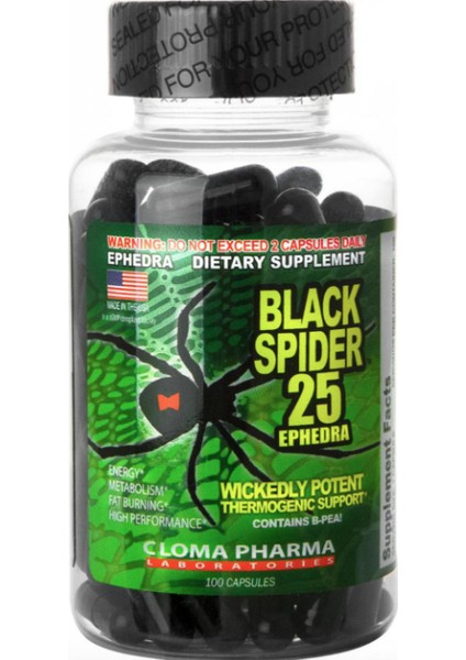 Black Spider Thermogenic Eca Fat Burner 648 mg 100 Capsules
