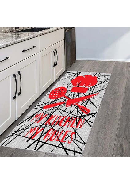 Dijital Baskı Yıkanabilir Kaymaz Taban Mutfak Halısı RVG2093-SD037