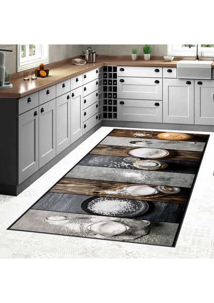 Dijital Baskı Yıkanabilir Kaymaz Taban Mutfak Halısı RVG2104-SD508