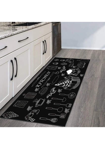 Dijital Baskı Yıkanabilir Kaymaz Taban Mutfak Halısı RVG2117