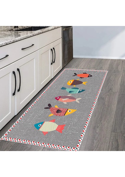 Dijital Baskı Yıkanabilir Kaymaz Taban Mutfak Halısı RVG2111-SM217
