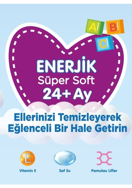 Enerjik (24+Ay) Islak Mendil 25'li x 3 Paket = 75 Adet fiyatları