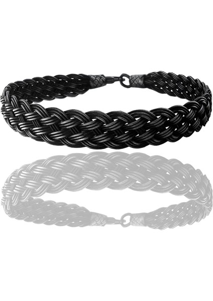 Gümüş Tamamen El Işçiliği Kazaziye Işlemeli Örgülü Erkek Bileklik