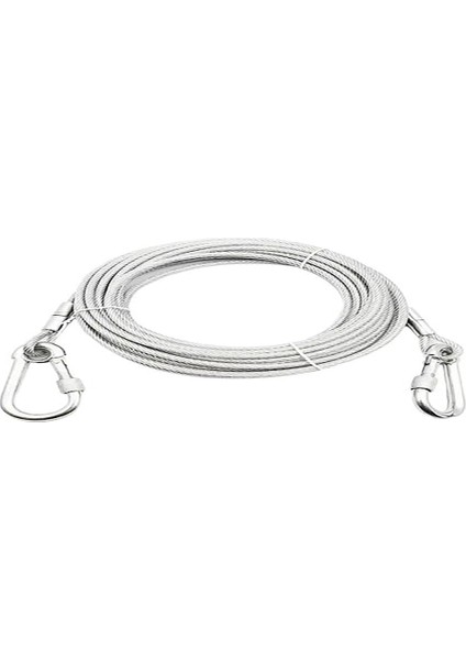 mm 3 Metre + 2 Vidalı Karabina Köpek Bahçe Bağlama Halatı Şefaf Renk