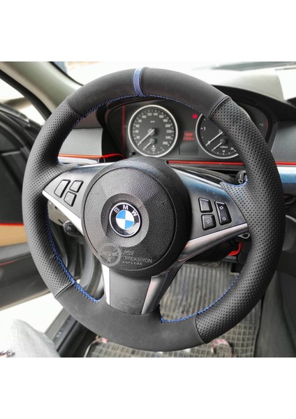 Bmw E60 Kasa Araca Özel Direksiyon Kılıfı 3m Yüzüklü Nubuk Noktalı modelleri