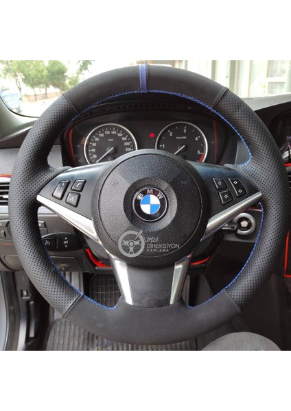 Bmw E60 Kasa Araca Özel Direksiyon Kılıfı 3m Yüzüklü Nubuk Noktalı