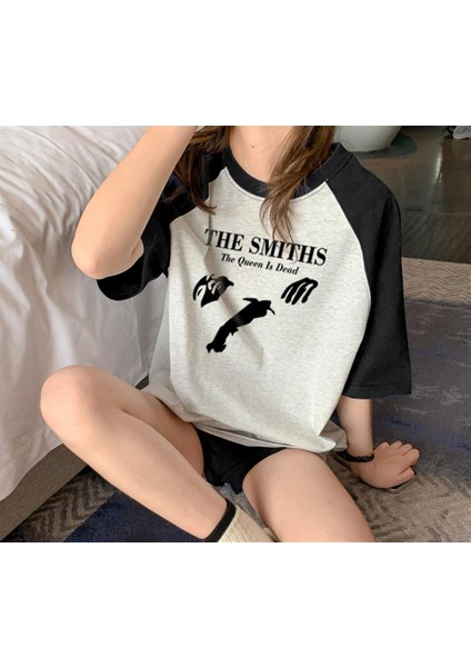 The Smiths Baskılı Reglan Kol Gri Oversize T-Shirt