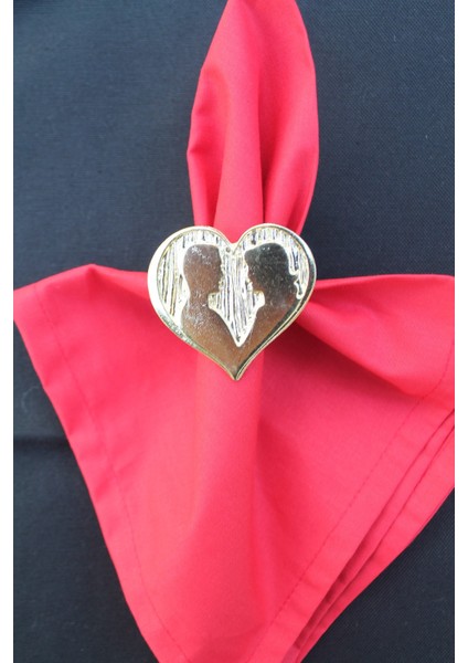 6 Adet Gold Valentine Yuvarlak Metal Peçete Halkası - Napkin Ring