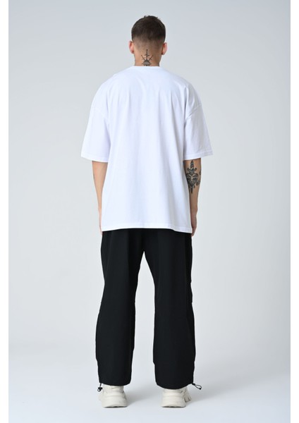 Erkek Yazı Kabartma Baskılı Kısa Kollu Oversize Basic T-Shirt modelleri