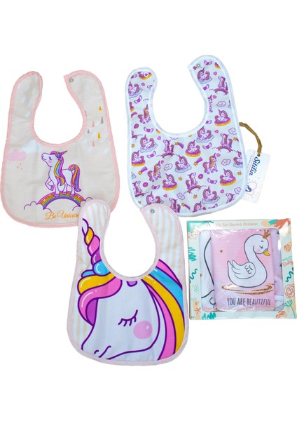 Çift Katlı Çıtçıtlı Bebek Mama ve Salya Önlük 3 Adet STL6075