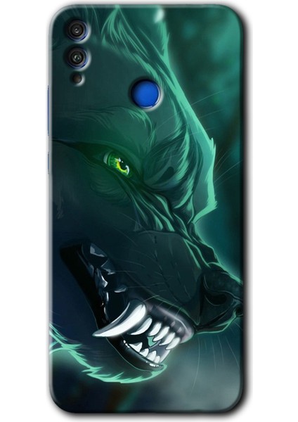 Honor 8x Kılıf Hd Desen Baskılı Arka Kapak - Yeşil Kurt