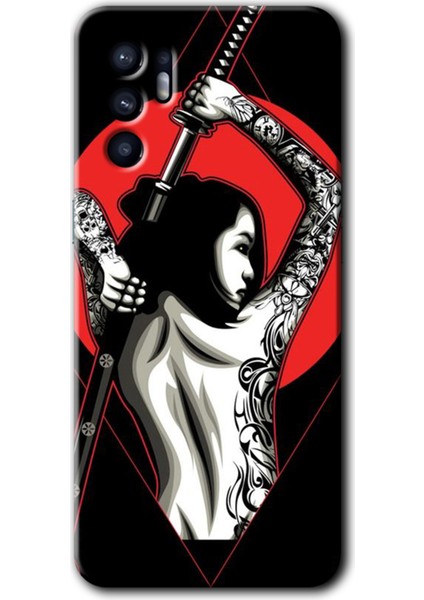 Oppo Reno 6 Kılıf Hd Desen Baskılı Arka Kapak - Samurai Girl